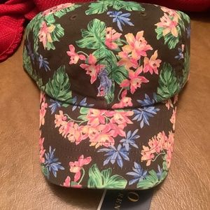 Polo Ralph Lauren Aloha floral with blue Pony 100% cotton baseball cap hat NWT